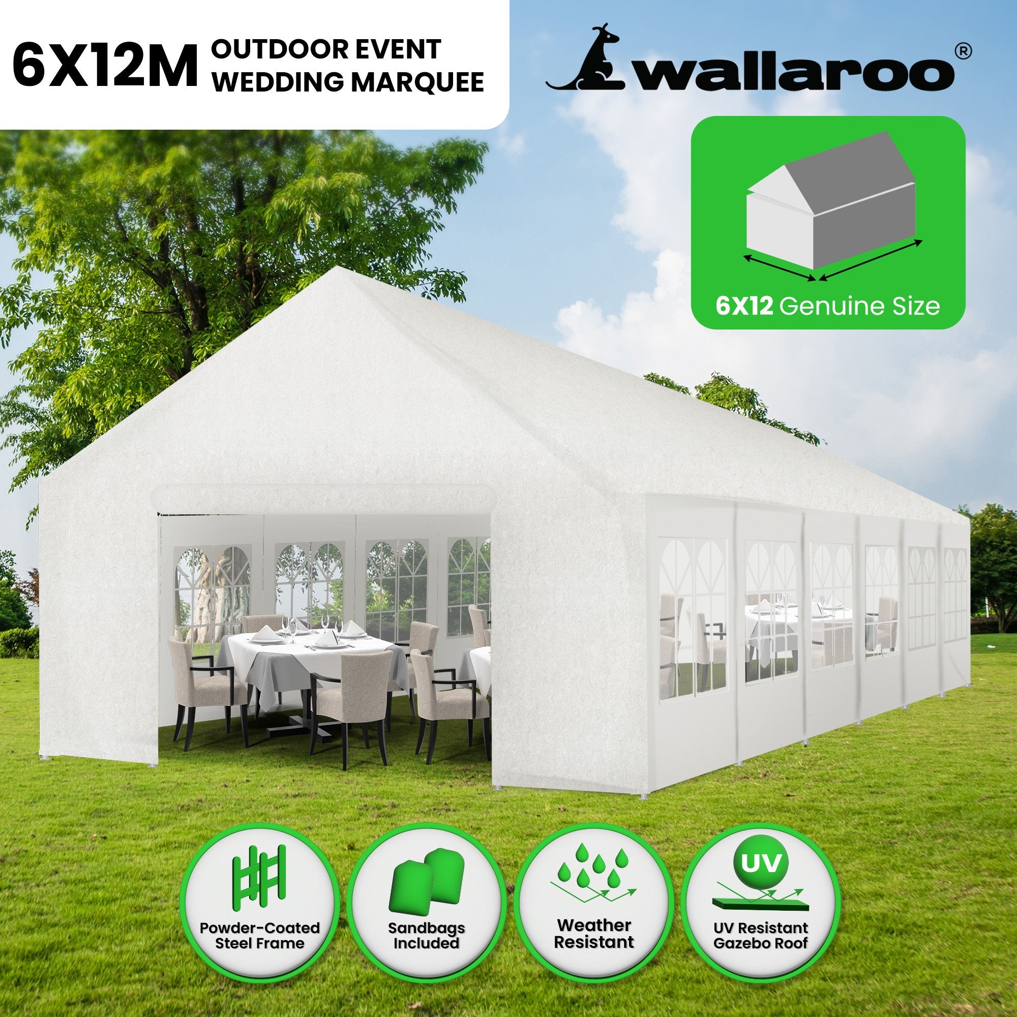 Wallaroo 12m x 6m outdoor event marquee carport tent-NT_Rural