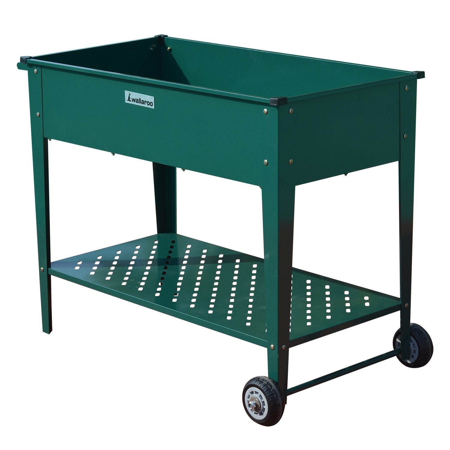Wallaroo Garden Bed Cart Raised Planter Box 108.5 x 50.5 x 80cm Galvanized Steel - Green-REMOTE