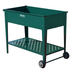 Wallaroo Garden Bed Cart Raised Planter Box 108.5 x 50.5 x 80cm Galvanized Steel - Green-REMOTE