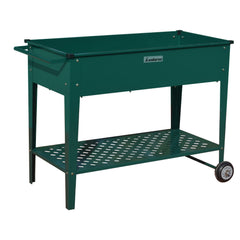 Wallaroo Garden Bed Cart Raised Planter Box 108.5 x 50.5 x 80cm Galvanized Steel - Green-REMOTE