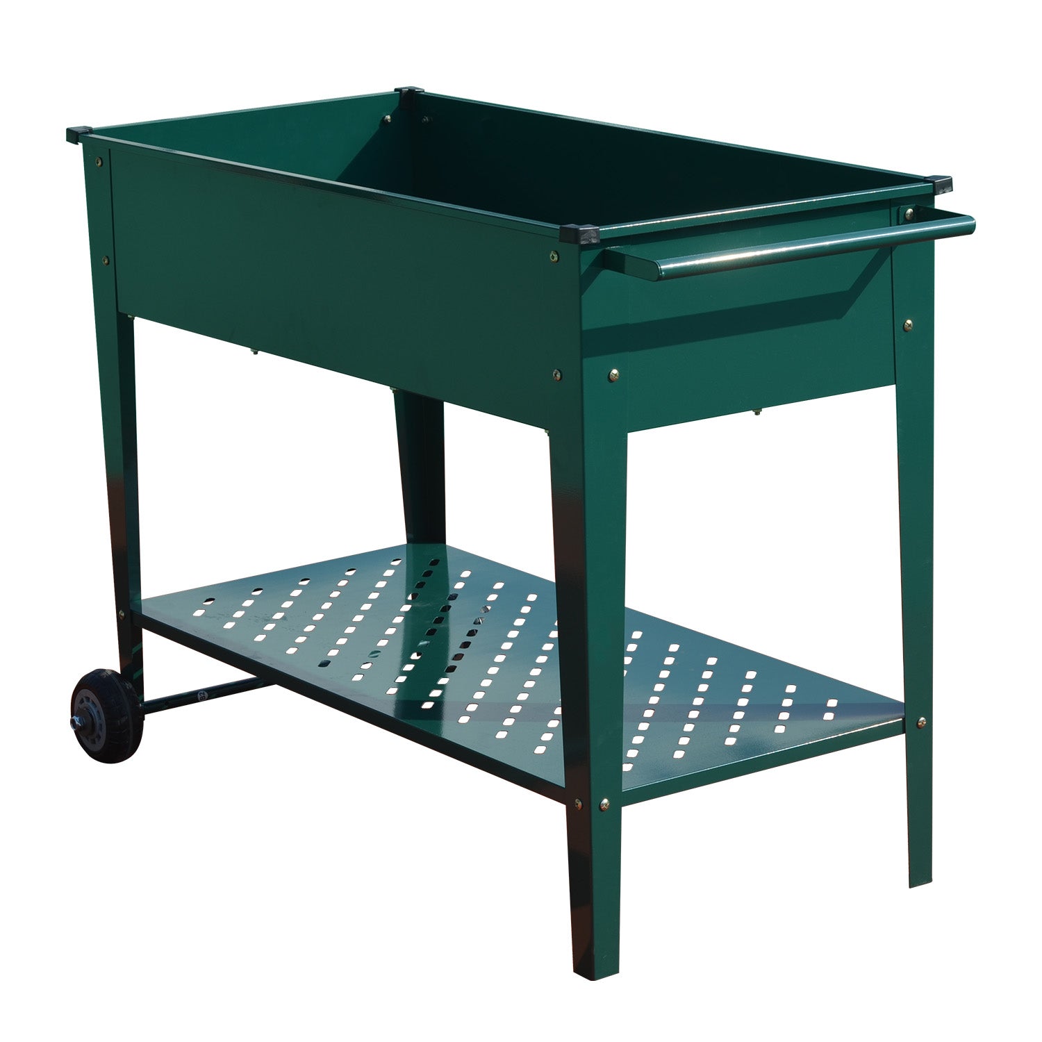 Wallaroo Garden Bed Cart Raised Planter Box 108.5 x 50.5 x 80cm Galvanized Steel - Green-REMOTE
