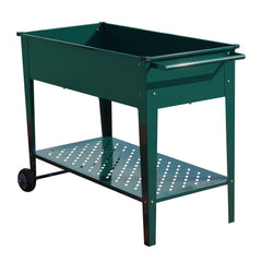 Wallaroo Garden Bed Cart Raised Planter Box 108.5 x 50.5 x 80cm Galvanized Steel - Green-REMOTE