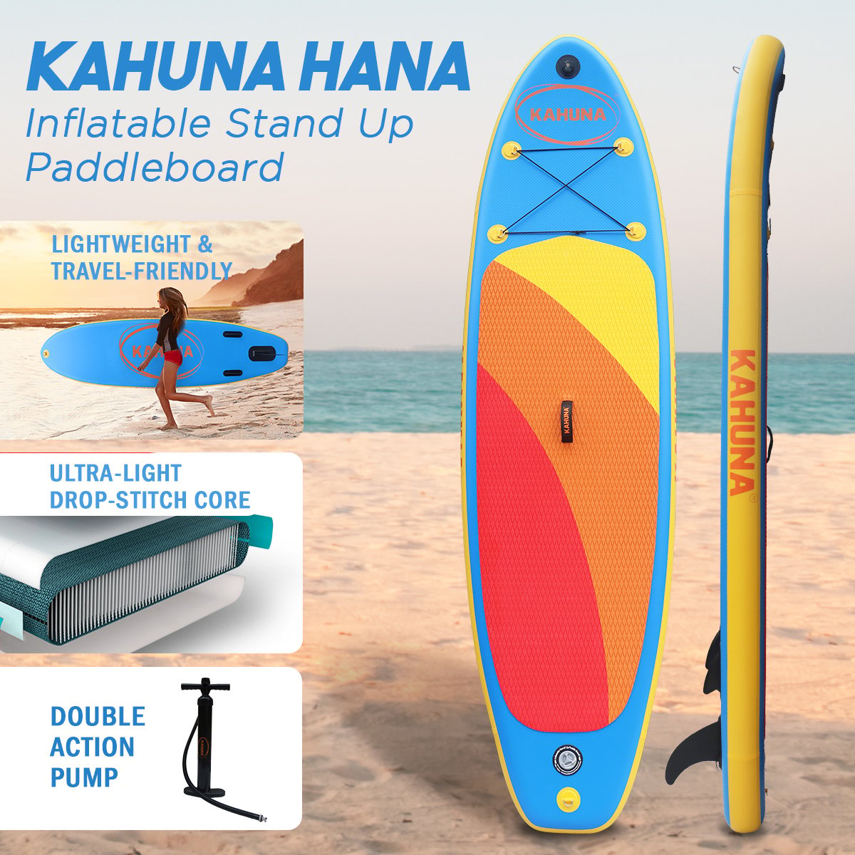 Kahuna Hana Inflatable Stand Up Paddle Board 10FT w/ iSUP Accessories-ACT