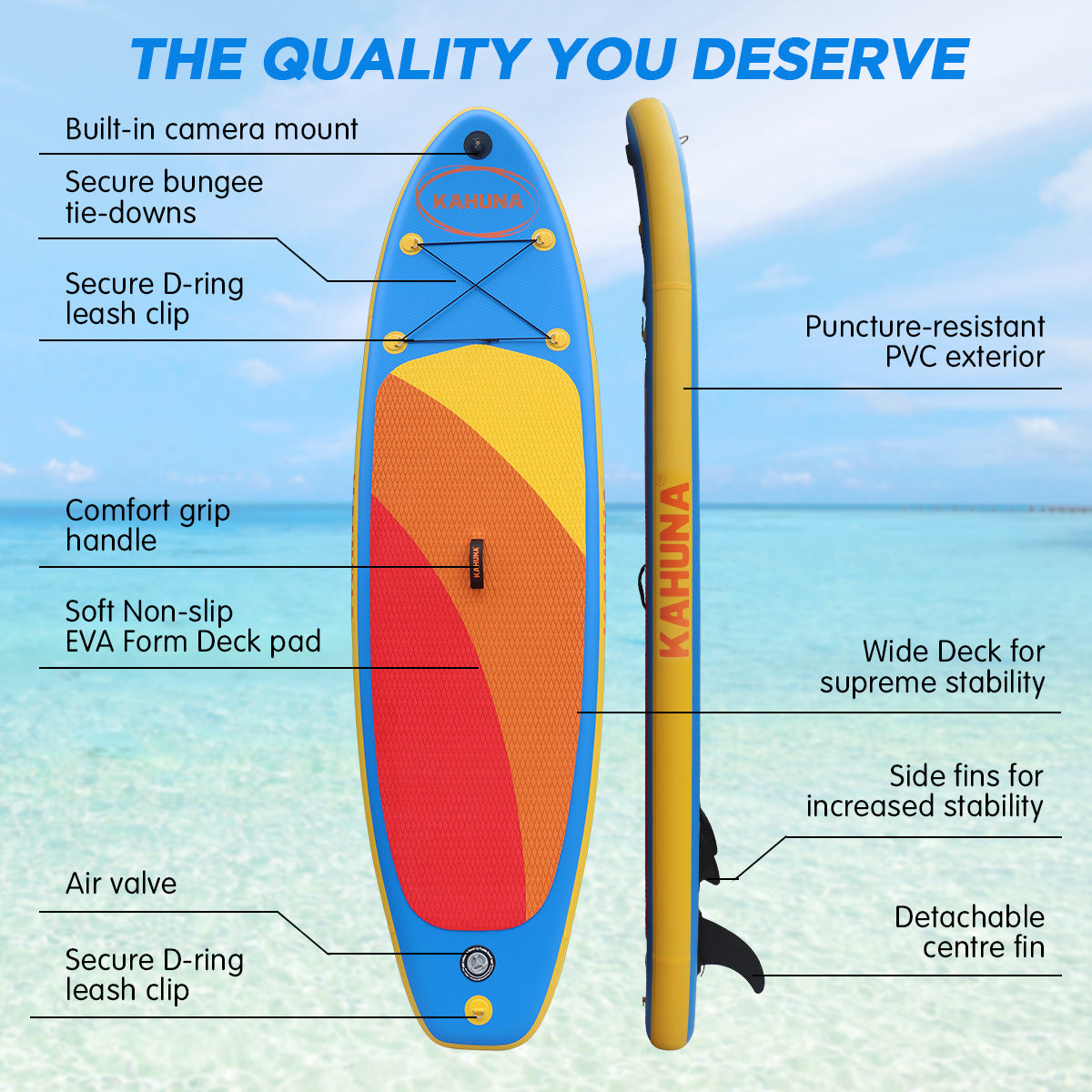 Kahuna Hana Inflatable Stand Up Paddle Board 10FT w/ iSUP Accessories-ACT