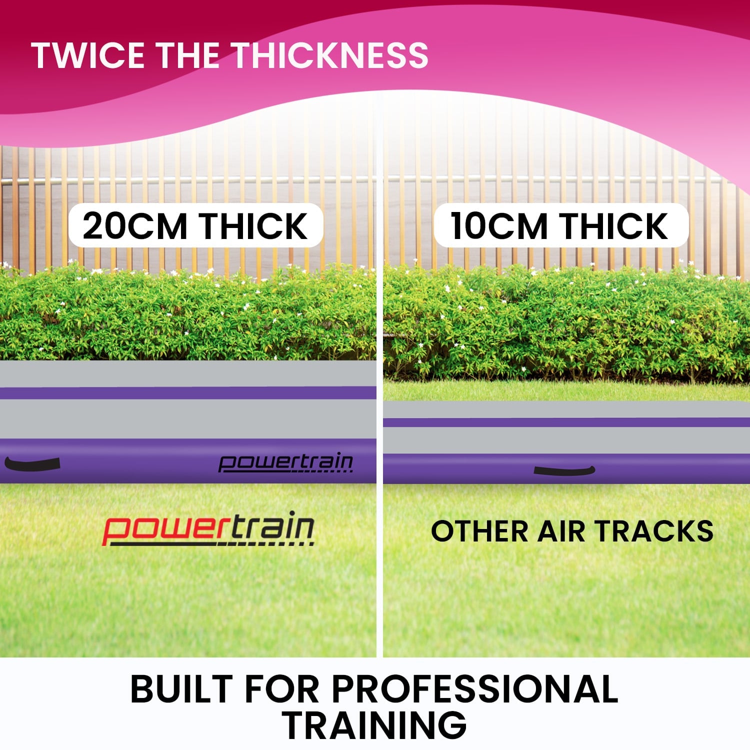 Powertrain Airtrack 20cm Thick 4m x 1m Inflatable Gymnastics Tumbling Mat Air Track - Purple