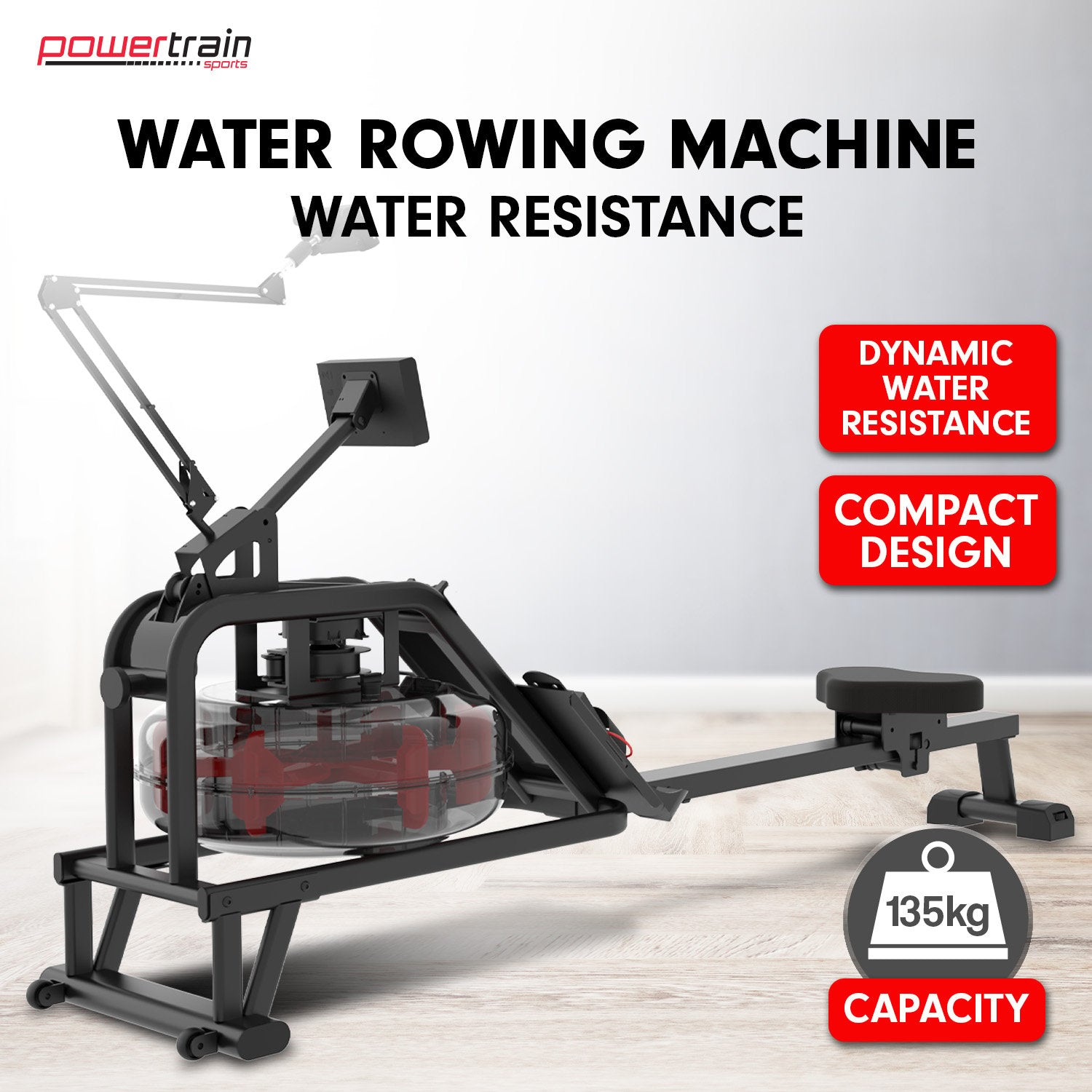 Powertrain 13L Water Resistance Rowing Machine Rower-SA_Metro