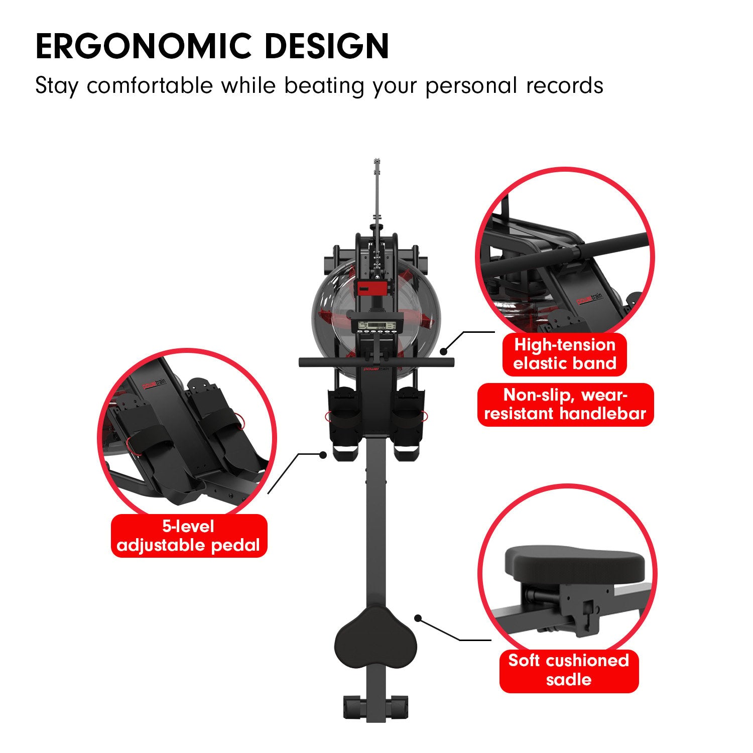 Powertrain 13L Water Resistance Rowing Machine Rower-ACT