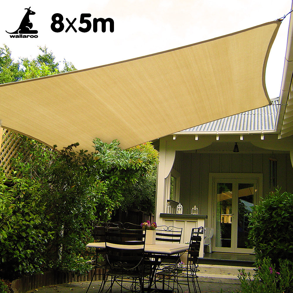 Wallaroo Rectangular Shade Sail: 8m x 5m - Sand-QLD_Metro