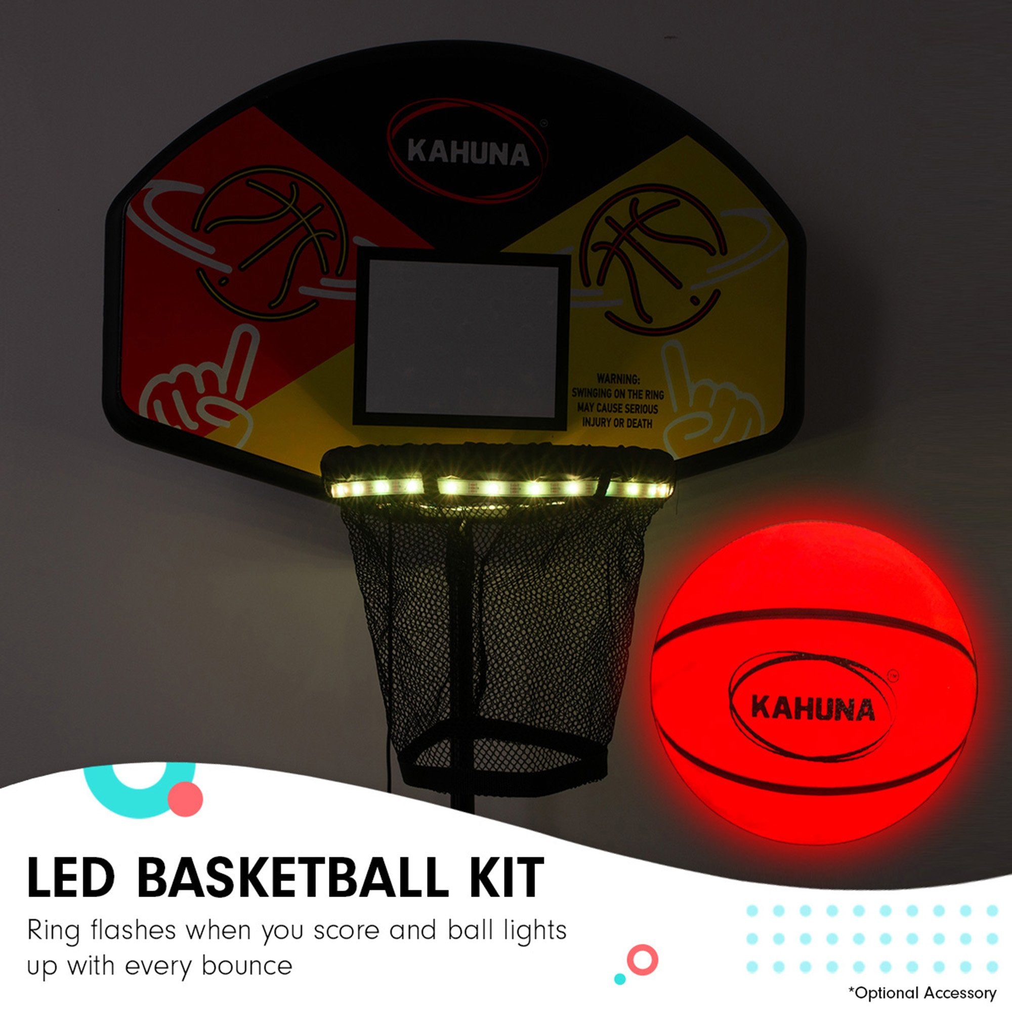 Kahuna 8ft x 11ft Rectangular Trampoline Rainbow Free Safety Net Spring Pad Cover Mat Ladder