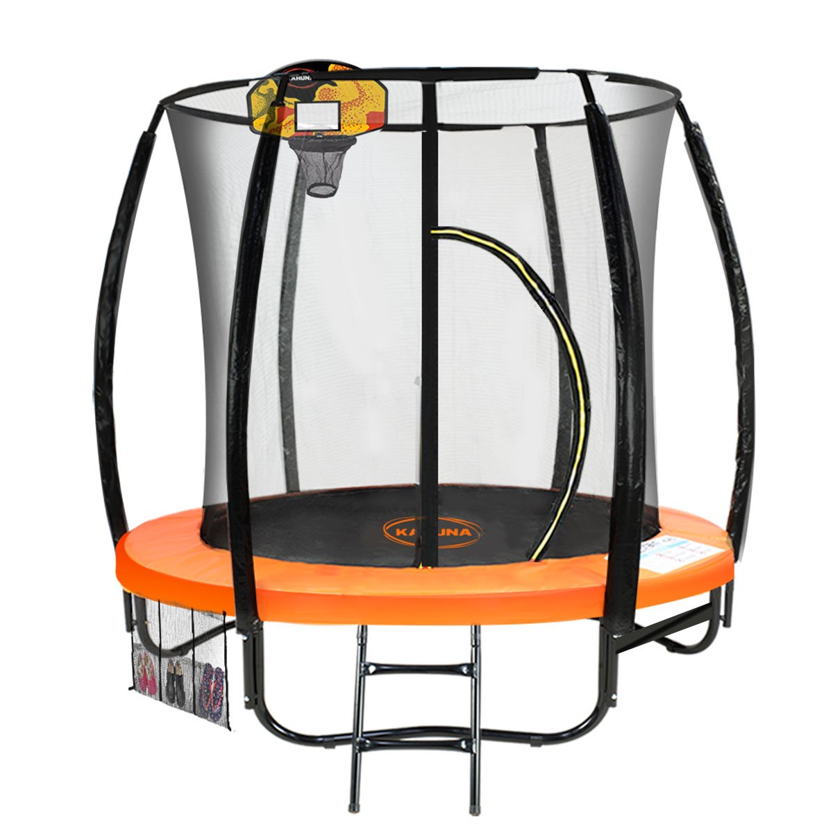 Kahuna Classic 6ft Outdoor Round Orange Trampoline Safety Enclosure And Basketball Hoop Set