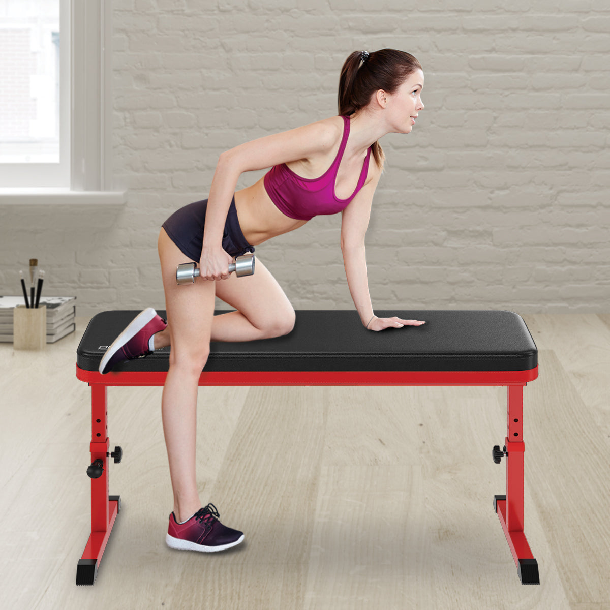 Powertrain Height-Adjustable Exercise Home Gym Flat Weight Bench-TAS_Metro