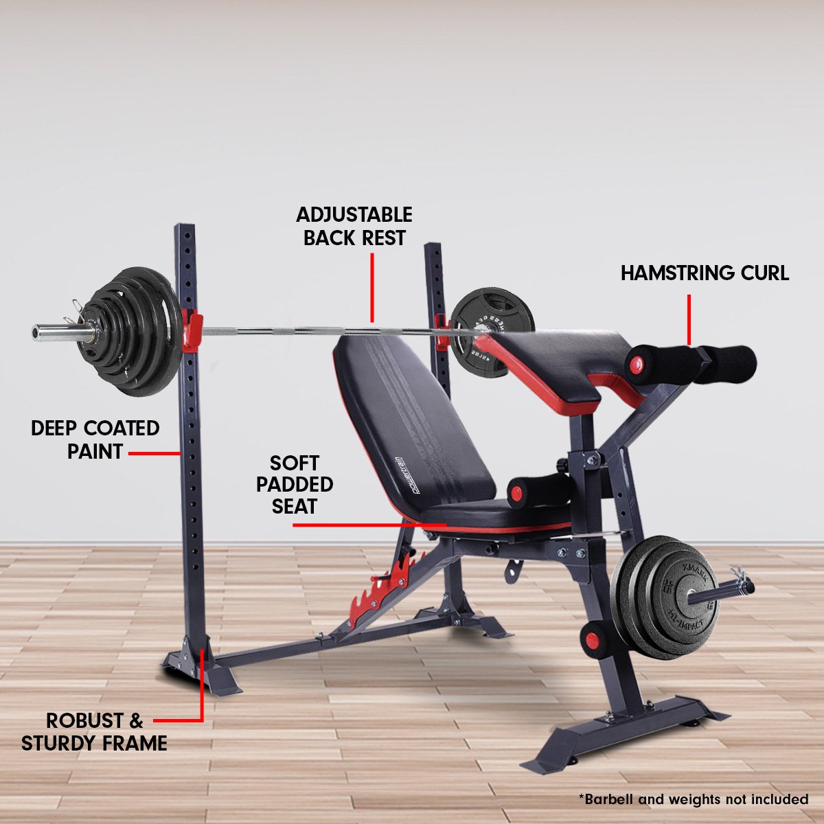 Powertrain Adjustable Weight Bench Home Gym Bench Press - 301-NSW_Rural