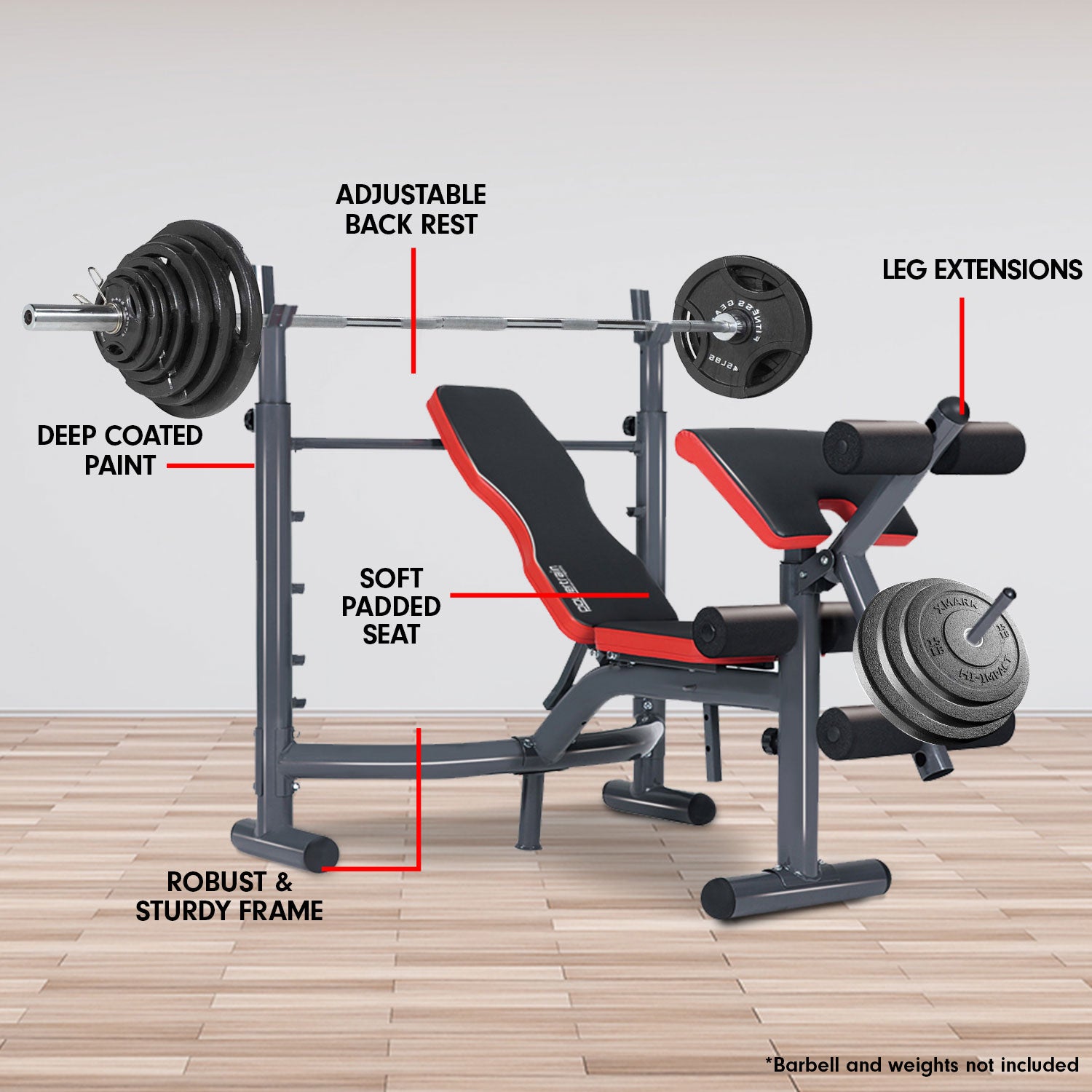 Powertrain Adjustable Weight Bench Home Gym Bench Press - 302-QLD_Rural