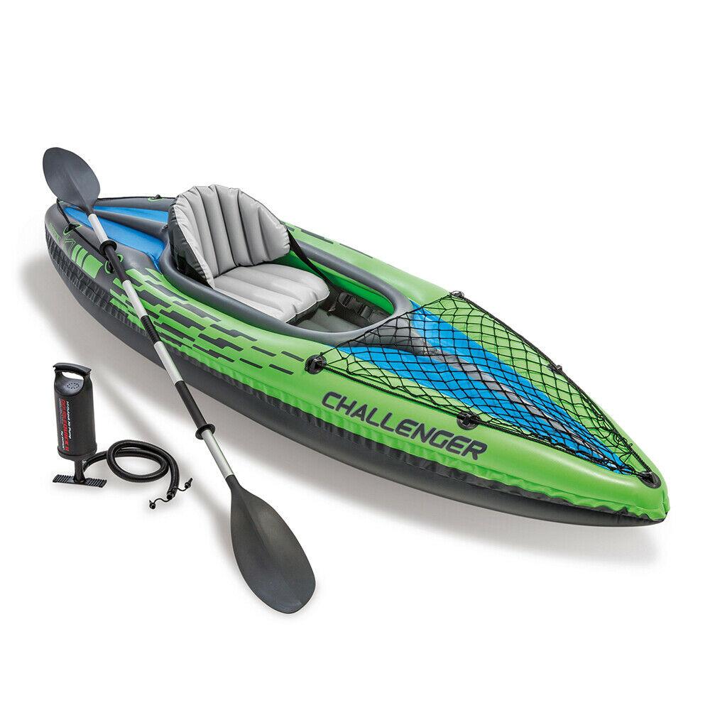 Intex Sports Challenger K1 Inflatable Kayak 1 Seat Floating Boat Oars River Lake 68305NP-REMOTE