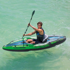 Intex Sports Challenger K1 Inflatable Kayak 1 Seat Floating Boat Oars River Lake 68305NP-NT_Metro