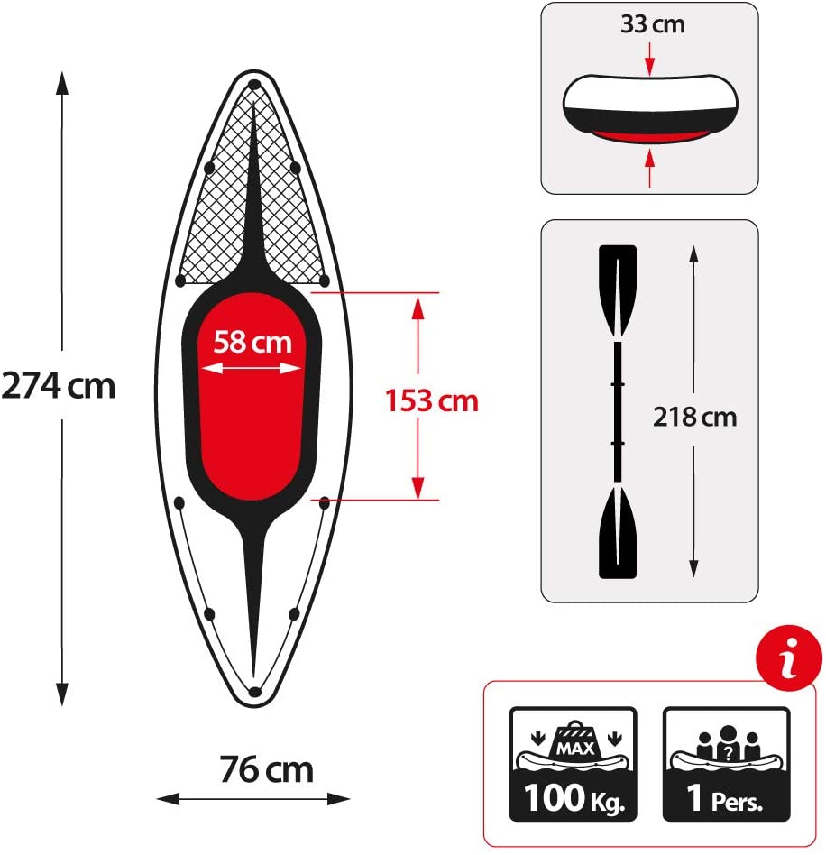 Intex Sports Challenger K1 Inflatable Kayak 1 Seat Floating Boat Oars River Lake 68305NP-REMOTE