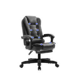 8 Point Massage Chair Executive Office Computer Seat Footrest Recliner Pu Leather Beige-QLD_Rural