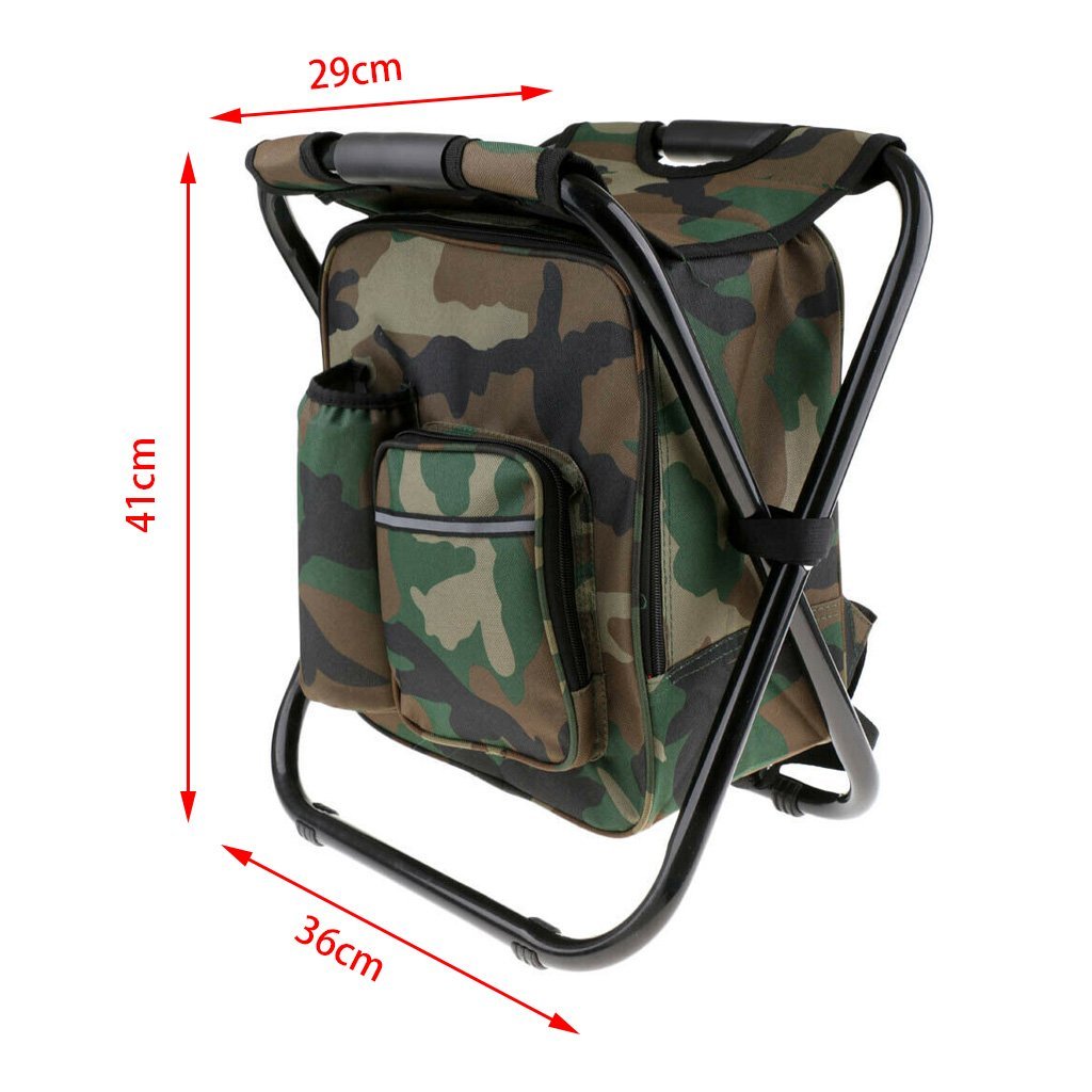 Portable Folding Backpack Chair Camping Stool Cooler Bag Rucksack Beach Fishing 150kg load Green-TAS_Rural