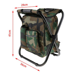 Portable Folding Backpack Chair Camping Stool Cooler Bag Rucksack Beach Fishing 150kg load Green-VIC_Metro