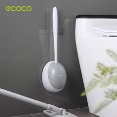 Ecoco Silicone Water Drop Toilet Brush Holder Set Wall-Mounted Cleaning Brush Tool Grey