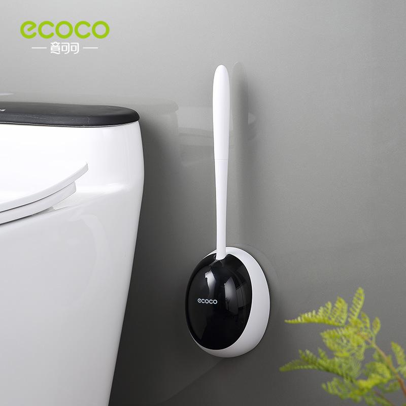 Ecoco Silicone Water Drop Toilet Brush Holder Set Wall-Mounted Cleaning Brush Tool Grey