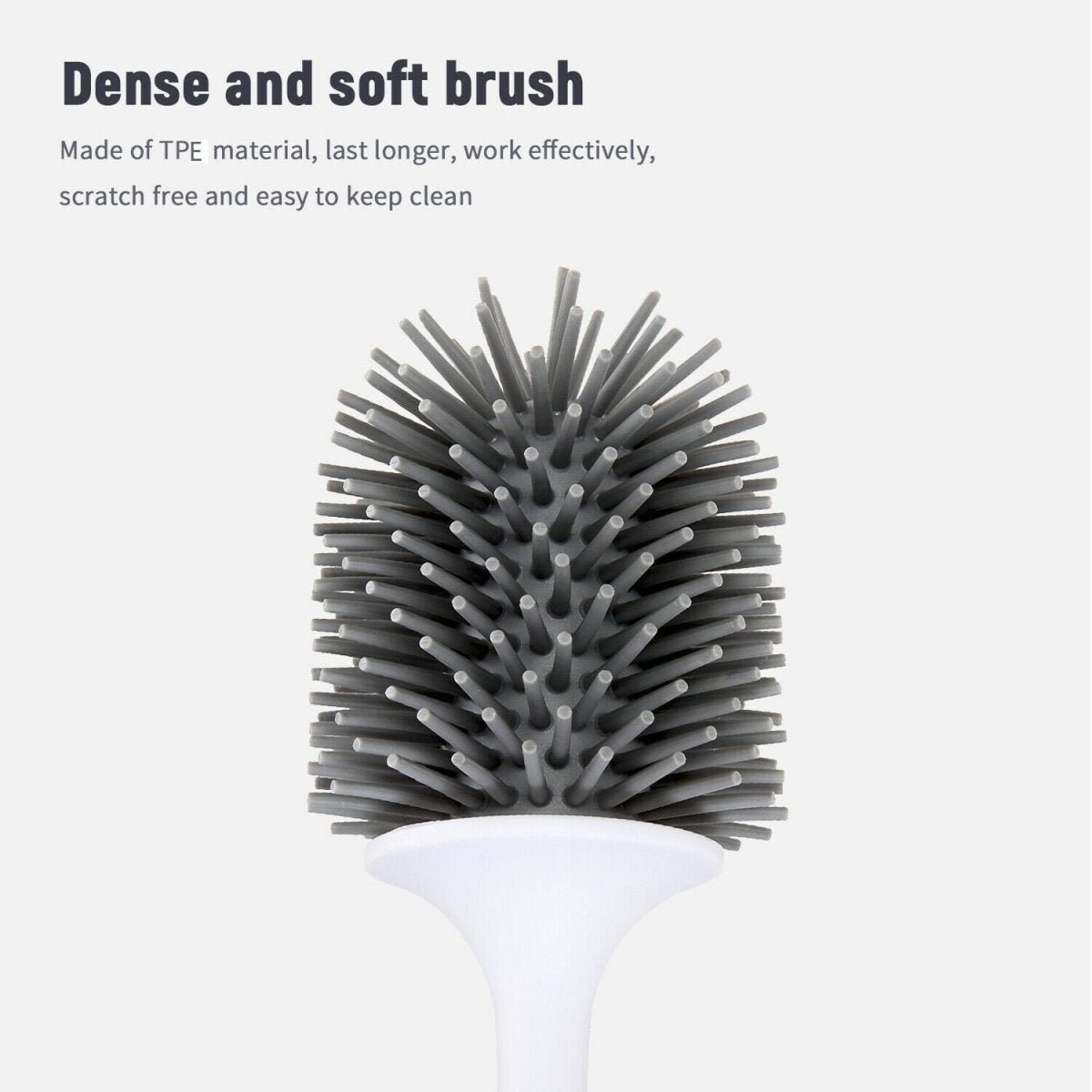 Ecoco Silicone Water Drop Toilet Brush Holder Set Wall-Mounted Cleaning Brush Tool Grey