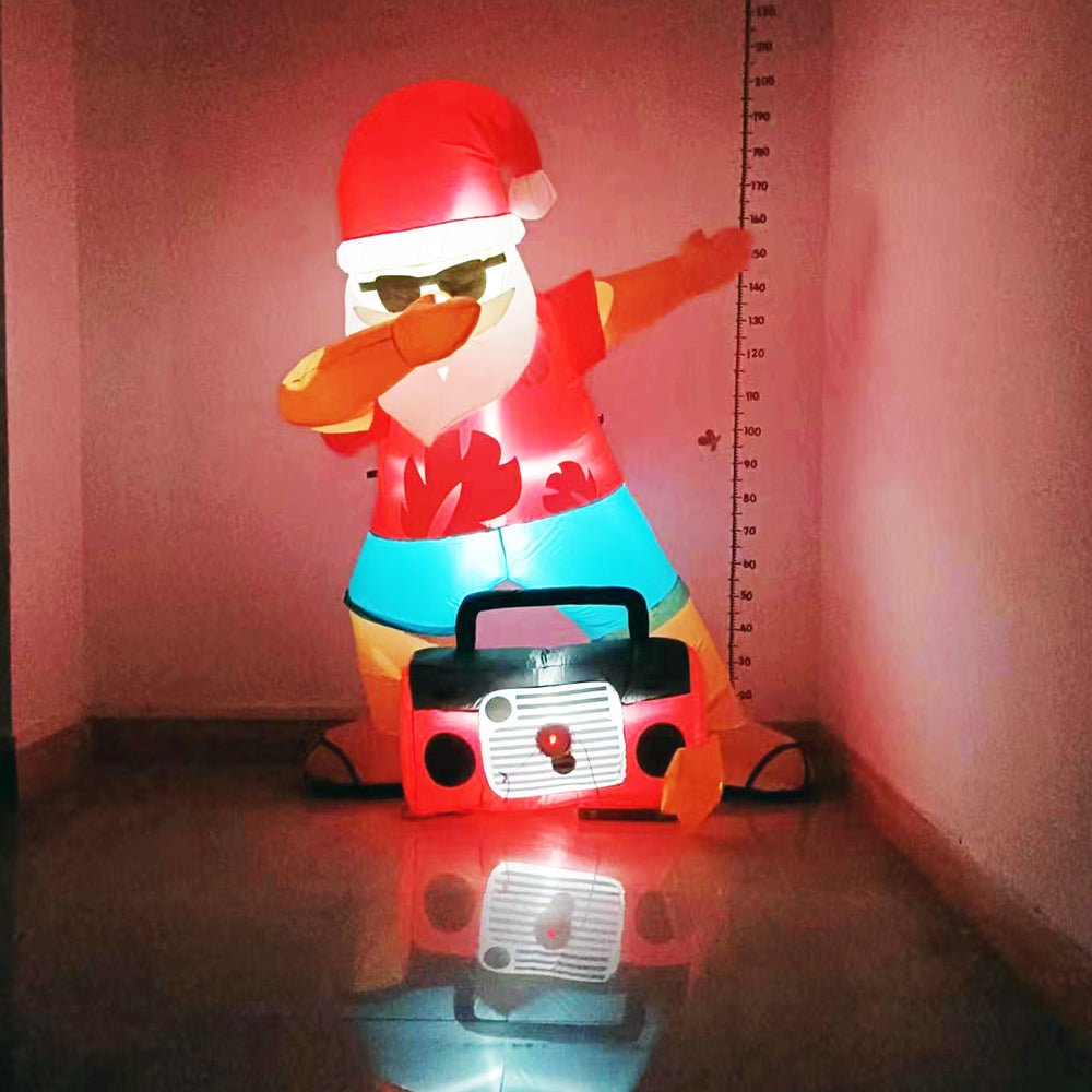 Radiant Christmas Lights Radio Xmas Inflatable Santa Beach Post 1.8m Height with Music-TAS_Rural