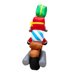 Radiant Christmas Lights Elk Motorcycle Gift Xmas Inflatable Santa 2.1m Long-QLD_Rural