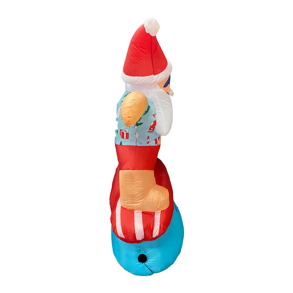 1.8m Inflatable Surfing Santa with LED Lights for Christmas Beach Decor-NSW_Metro