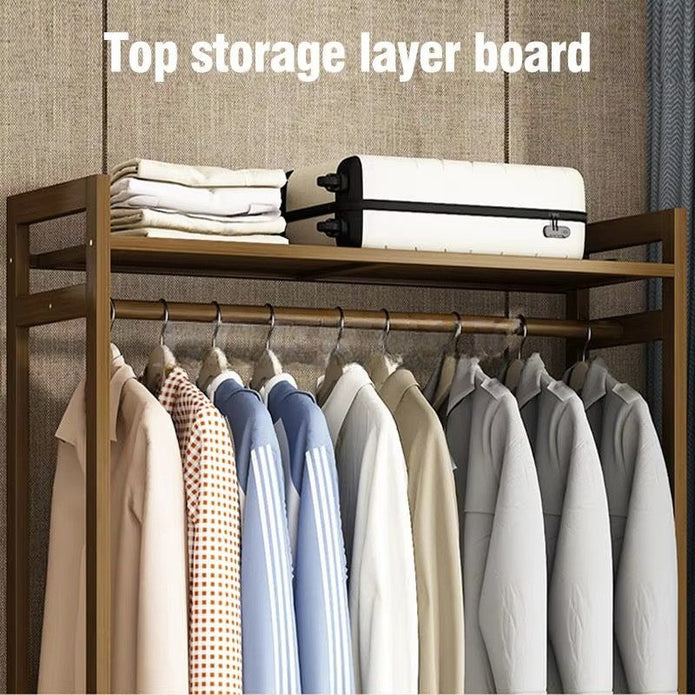 Bamboo Clothes Rack Garment Closet Storage Organizer Hanging Rail Shelf Dress room 110CM