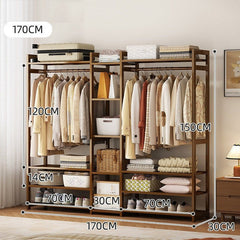 Bamboo Clothes Rack Garment Closet Storage Organizer Hanging Rail Shelf Dress room 170cm