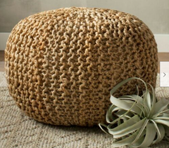 Braided Ottoman Jute Pouffe Footstool Hand Knitted