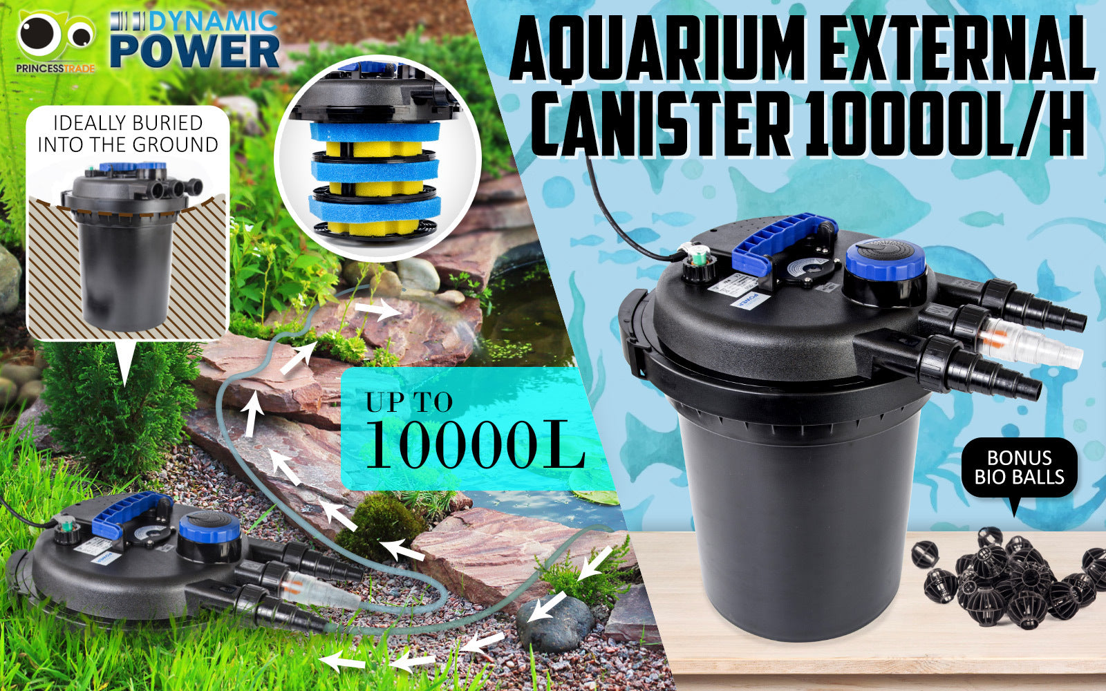 Aquarium Garden UV Light Pond Filter Set 10000L/H-WA_Rural