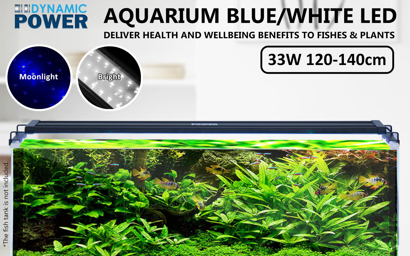 33W Aquarium Blue White LED Light for Tank 120-140cm-TAS_Metro