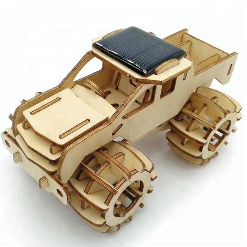 Model car 3D Ply Wood puzzle- Build and Paint your own 4 x 4 Truck Car craft kit with MOTOR (solar or battery)-WA_Metro