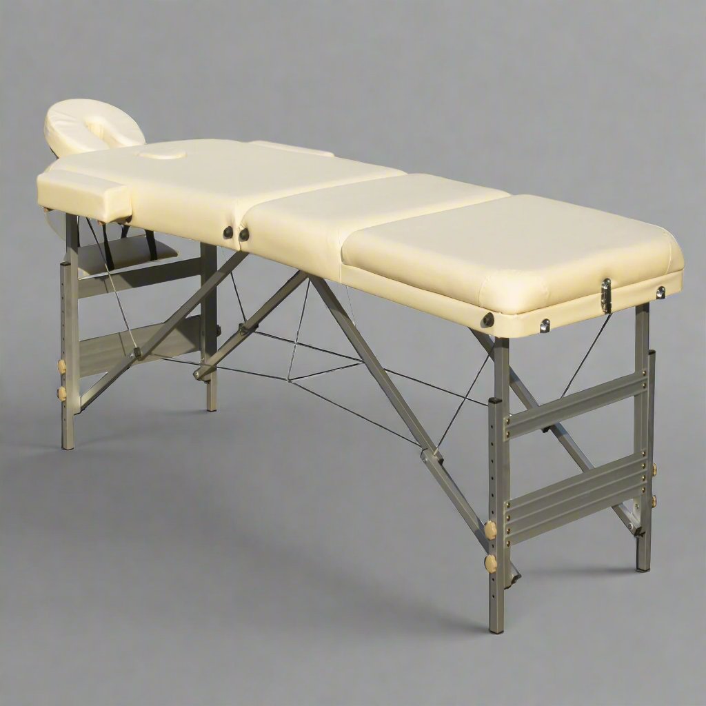 YES4HOMES 3 Fold Portable Aluminium Massage Table Massage Bed Beauty Therapy Beige-NSW_Metro