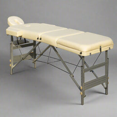 YES4HOMES 3 Fold Portable Aluminium Massage Table Massage Bed Beauty Therapy Beige-NSW_Rural