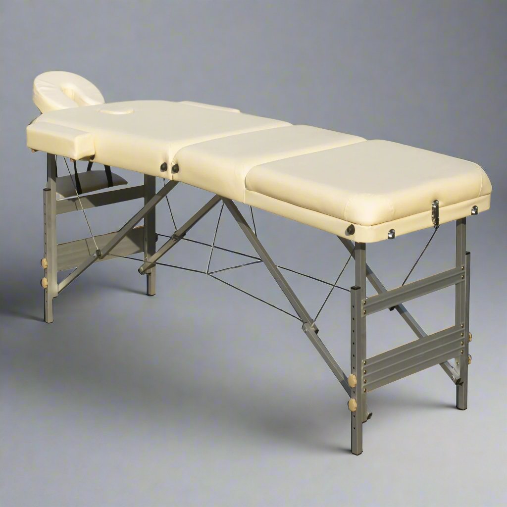 YES4HOMES 3 Fold Portable Aluminium Massage Table Massage Bed Beauty Therapy Beige-QLD_Rural