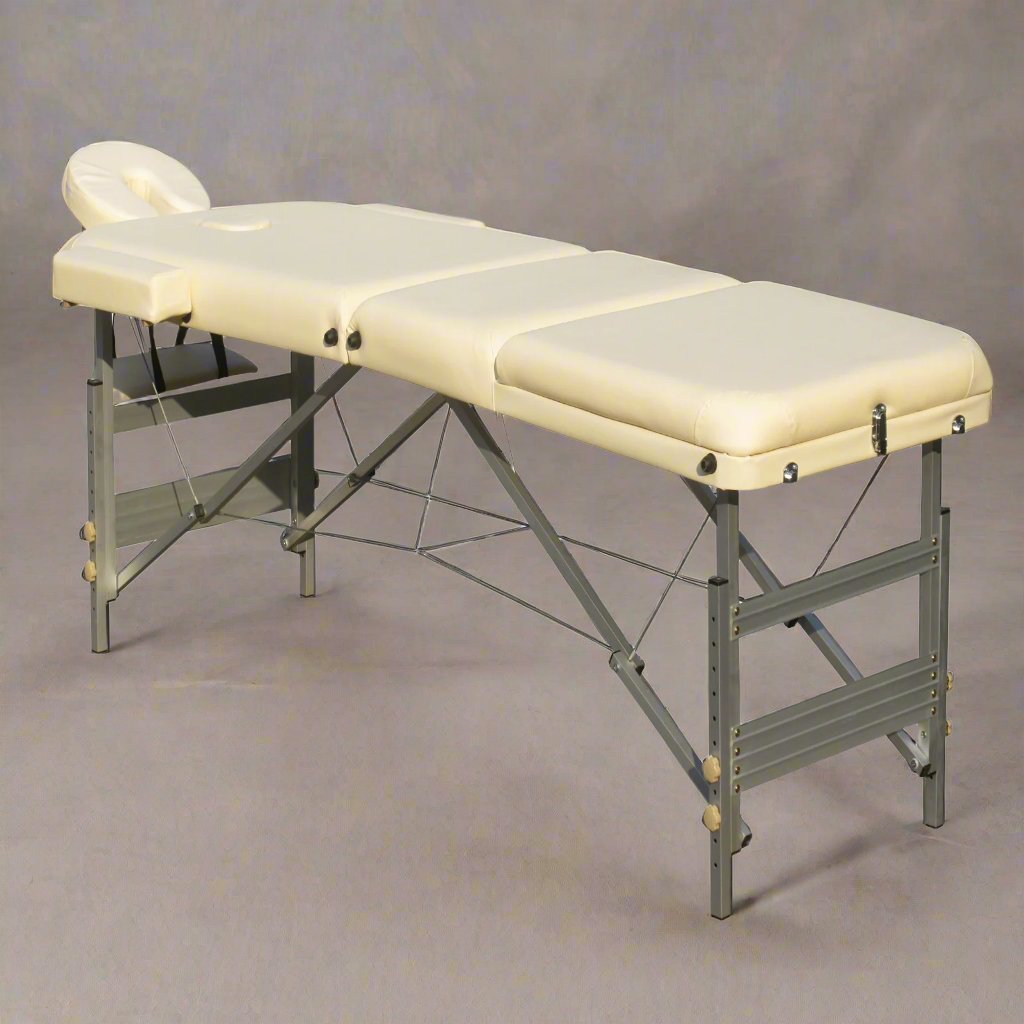 YES4HOMES 3 Fold Portable Aluminium Massage Table Massage Bed Beauty Therapy Beige-ACT