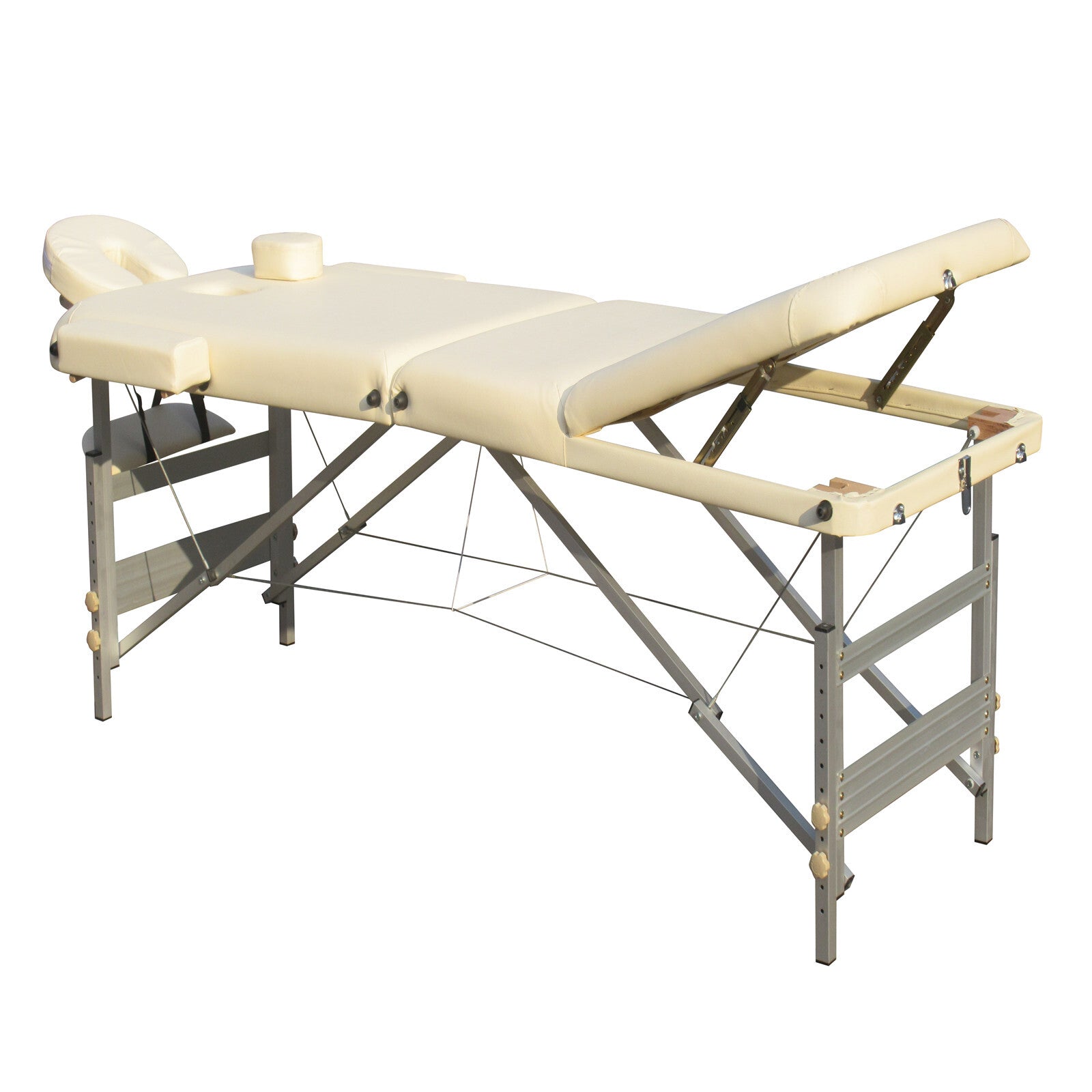 YES4HOMES 3 Fold Portable Aluminium Massage Table Massage Bed Beauty Therapy Beige-ACT