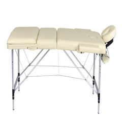 YES4HOMES 3 Fold Portable Aluminium Massage Table Massage Bed Beauty Therapy Beige-TAS_Rural