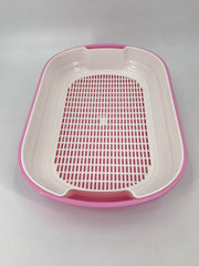 YES4PETS Large Portable Cat Toilet Litter Box Tray with Scoop and Grid Tray Pink