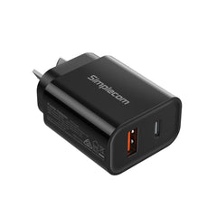 Simplecom CU220 Dual Port PD 20W Fast Wall Charger USB-C + USB-A for Phone Tablet