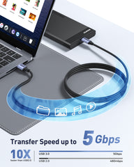 BENFEI 369GY 1M USB 3.0 to USB C Cable, 5Gbps High-Speed Data Sync & 3A Charging