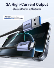 BENFEI 369GY 2M USB 3.0 to USB C Cable, 5Gbps High-Speed Data Sync & 3A Charging