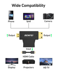BENFEI 434BK Micro HDMI + Mini HDMI male to HDMI female Adapter