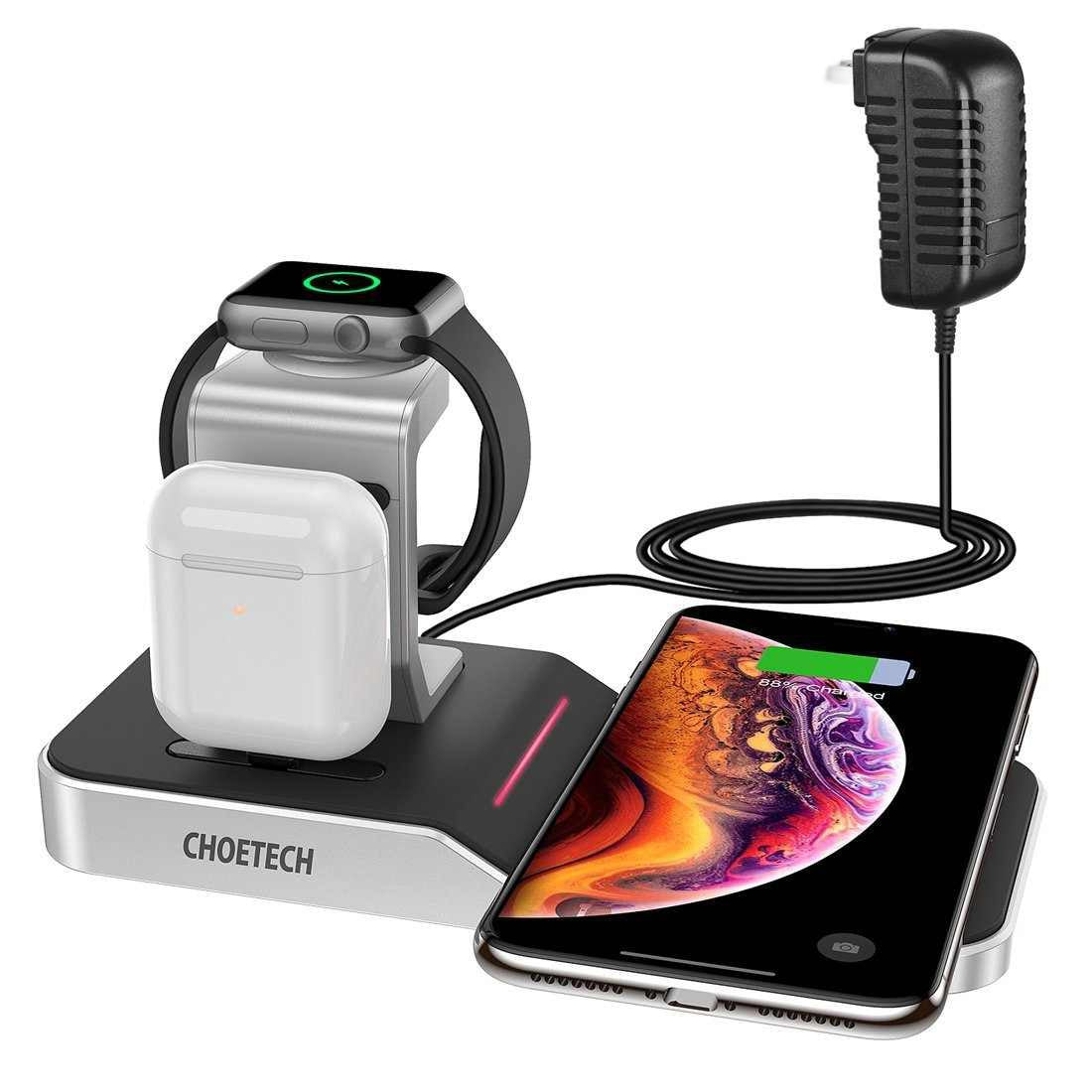 CHOETECH T316 4-in-1 Wireless Charging Station for iPhone/Apple Watch/iPod and all Qi Wireless Cell phones