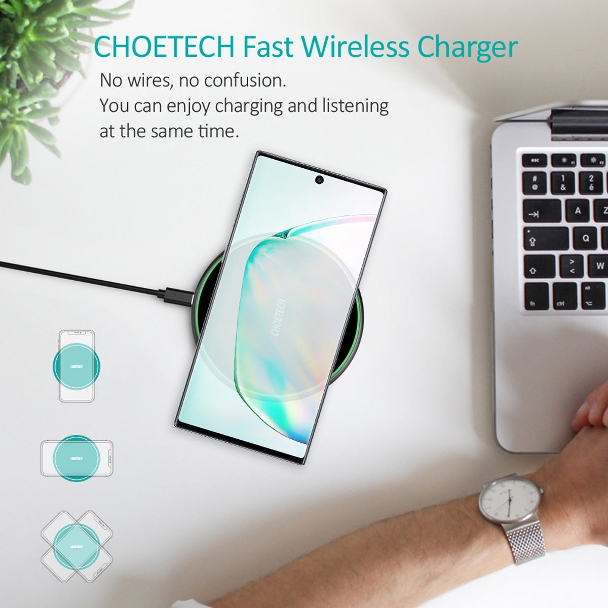 CHOETECH T559-F 15W Wireless Charging Pad with AC Adapter