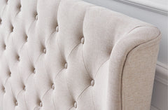 Cambridge Tan Beige Linen Tufted Bed - king
