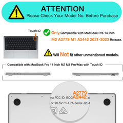 Suitable for MacBook Pro 14 Max Inch Case 2023 2022 2021 M2 A2779 M1 A2442 Hardshell Case Keyboard Cover Black